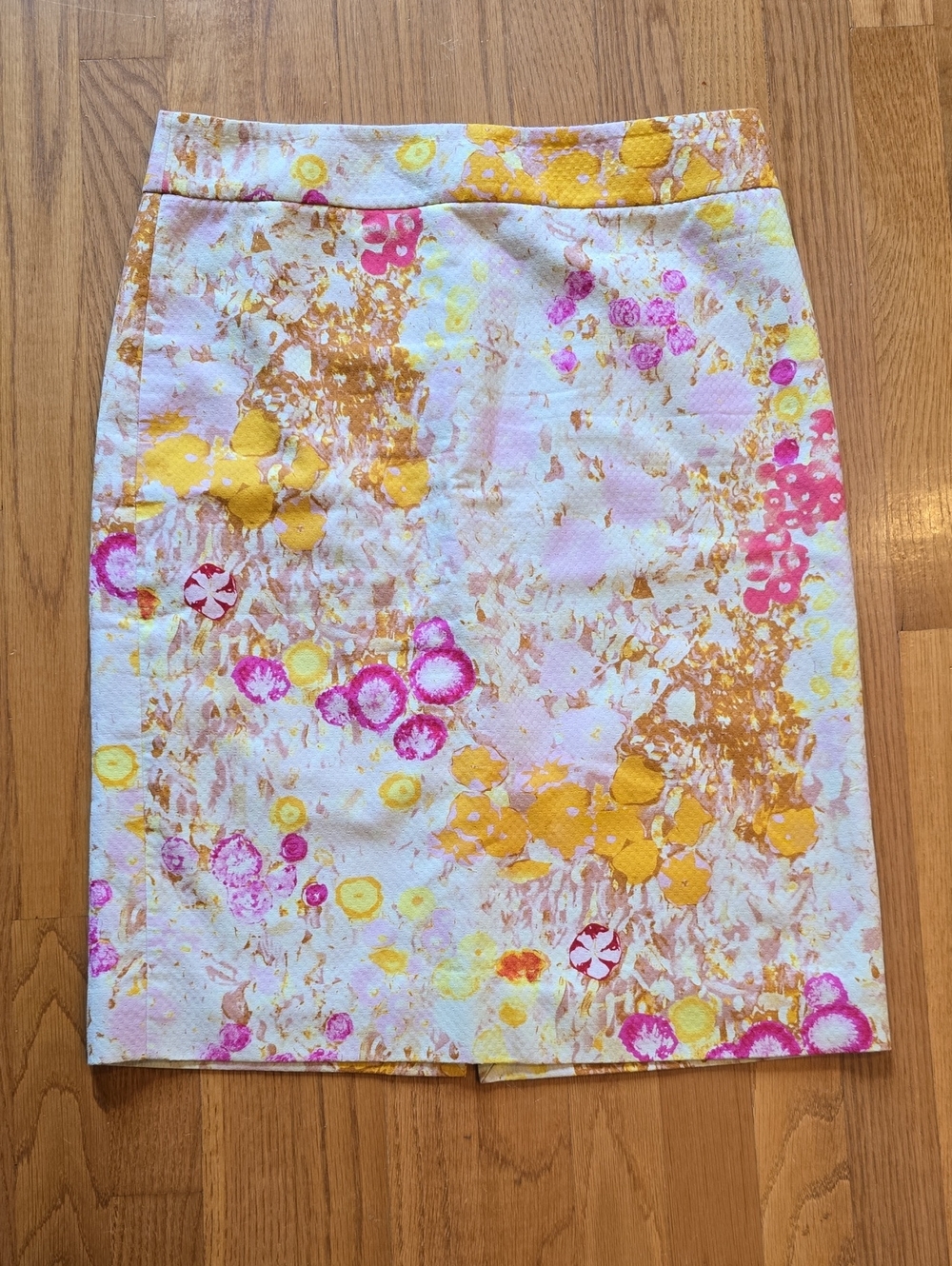 J. Crew Yellow & Pink Floral Pencil Skirt